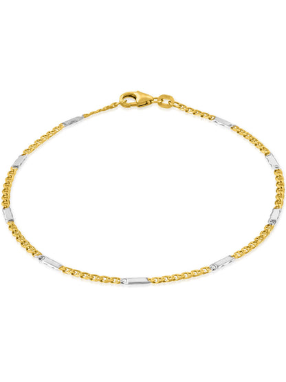 Armband Panzerkette TIMELESS Modern 14k Echtgold & Silber Rhodiniert