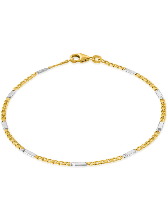 Armband Panzerkette TIMELESS Modern 14k Echtgold & Silber Rhodiniert