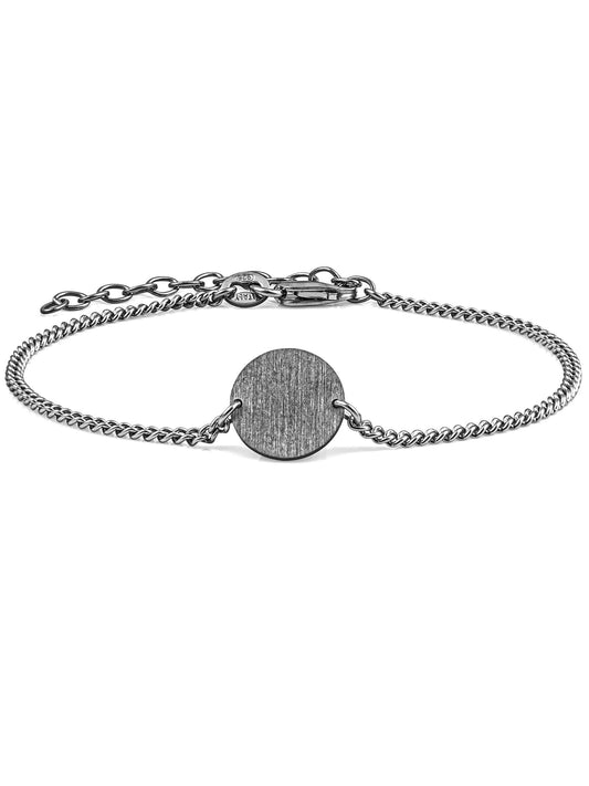 Armband Panzerkette CIRCLE Schwarz Rhodiniert