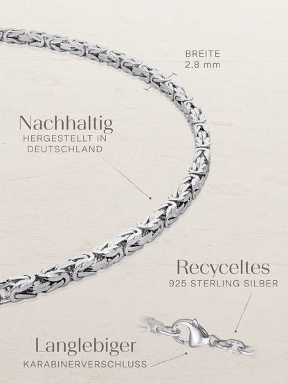 Armband Königskette 2,8 mm Rhodiniert Silber-1