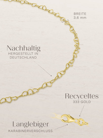Fußkette Herzkette HEART 8k Gold-3