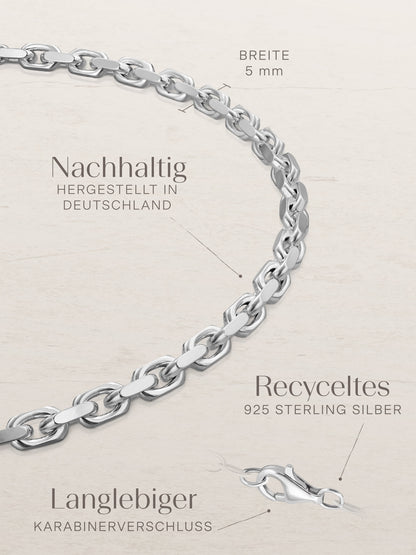 Armband Ankerkette DELICATE Massiv Silber Diamantiert-2