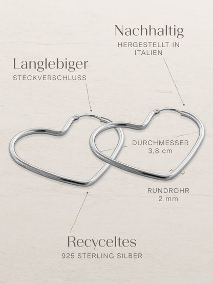 Creolen HEART Silber Rhodiniert-3
