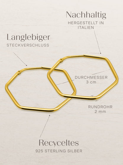 Creolen HEXAGON Dezent Vergoldet-3