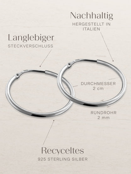 Kreis Creolen HOOP Dezent Silber Rhodiniert-3