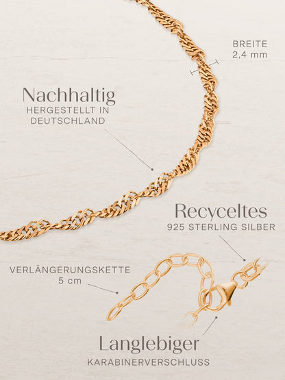 Fußkette Singapurkette SINGAPORE Roségold Vergoldet-4