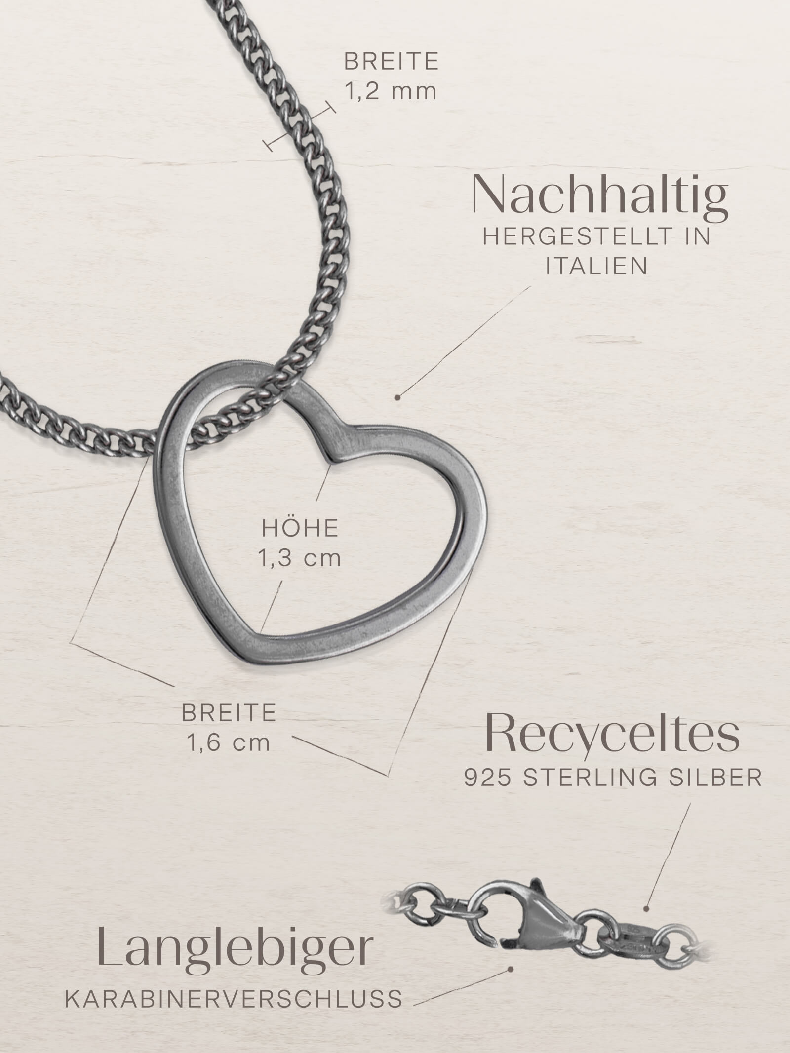 Kettenanhänger HEART Schwarz Rhodiniert-4