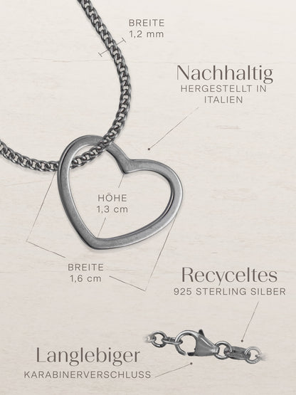 Kettenanhänger HEART Schwarz Rhodiniert-4