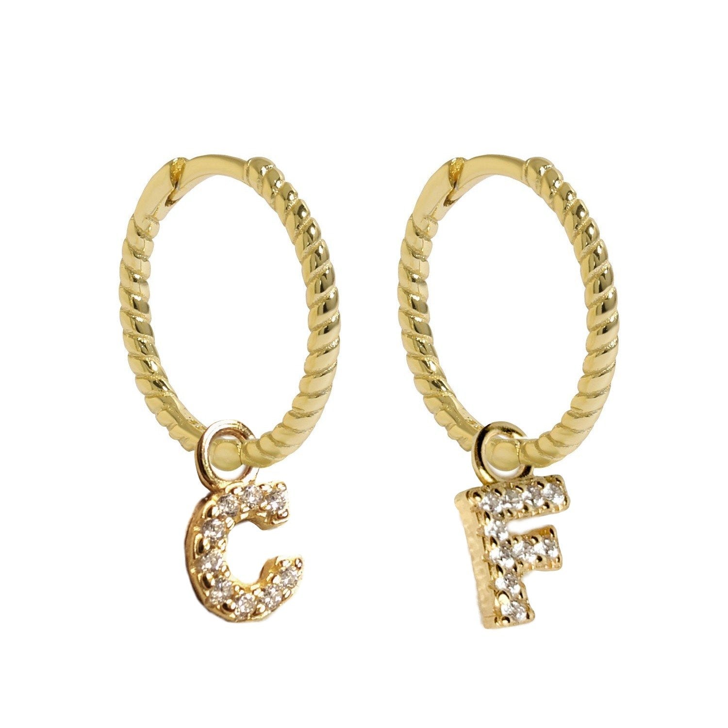 MEDIUM MALEA HOOPS with LETTER CHARMS