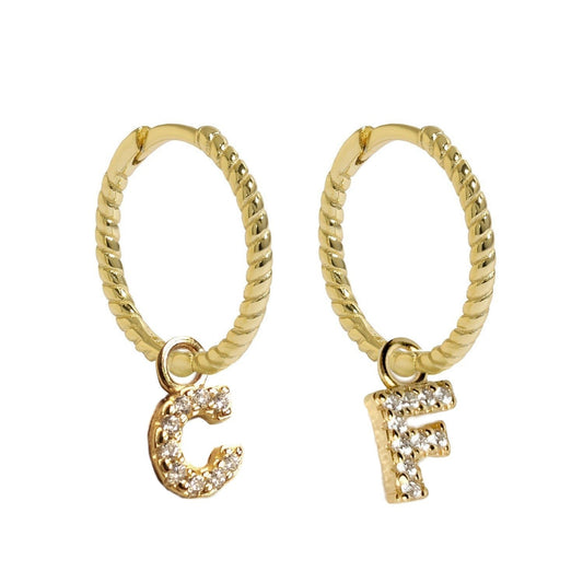 MEDIUM MALEA HOOPS with LETTER CHARMS