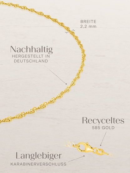 Armband Singapurkette SINGAPORE Elegant 14k Echtgold-1